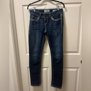 Daytrip Womens Dark Indigo Wash Lynx Ankle Skinny Jean Size 26. Double Stitched